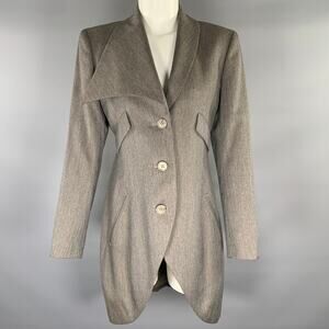 ISSEY MIYAKE Size S Brown Taupe Wool Heather Back Belt Jacket